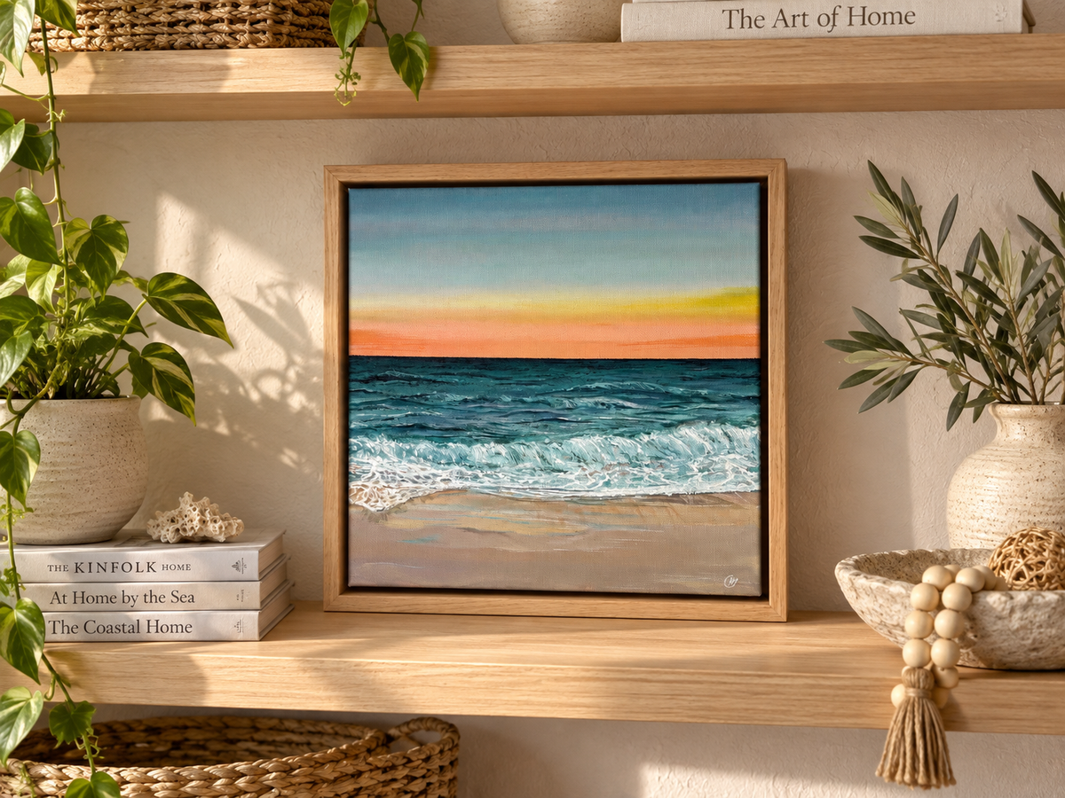 Original: Cornish Beach Sunset Canvas Wall Art