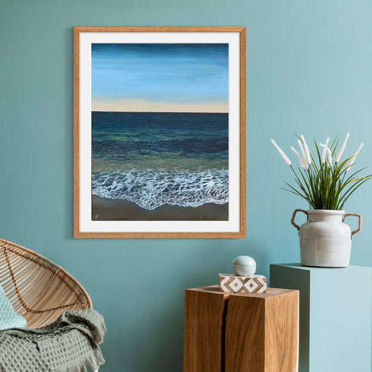 Pure Shores: Tranquil Calming Detailed Cornish Realistic Seascape, Fine Art Giclée Print.