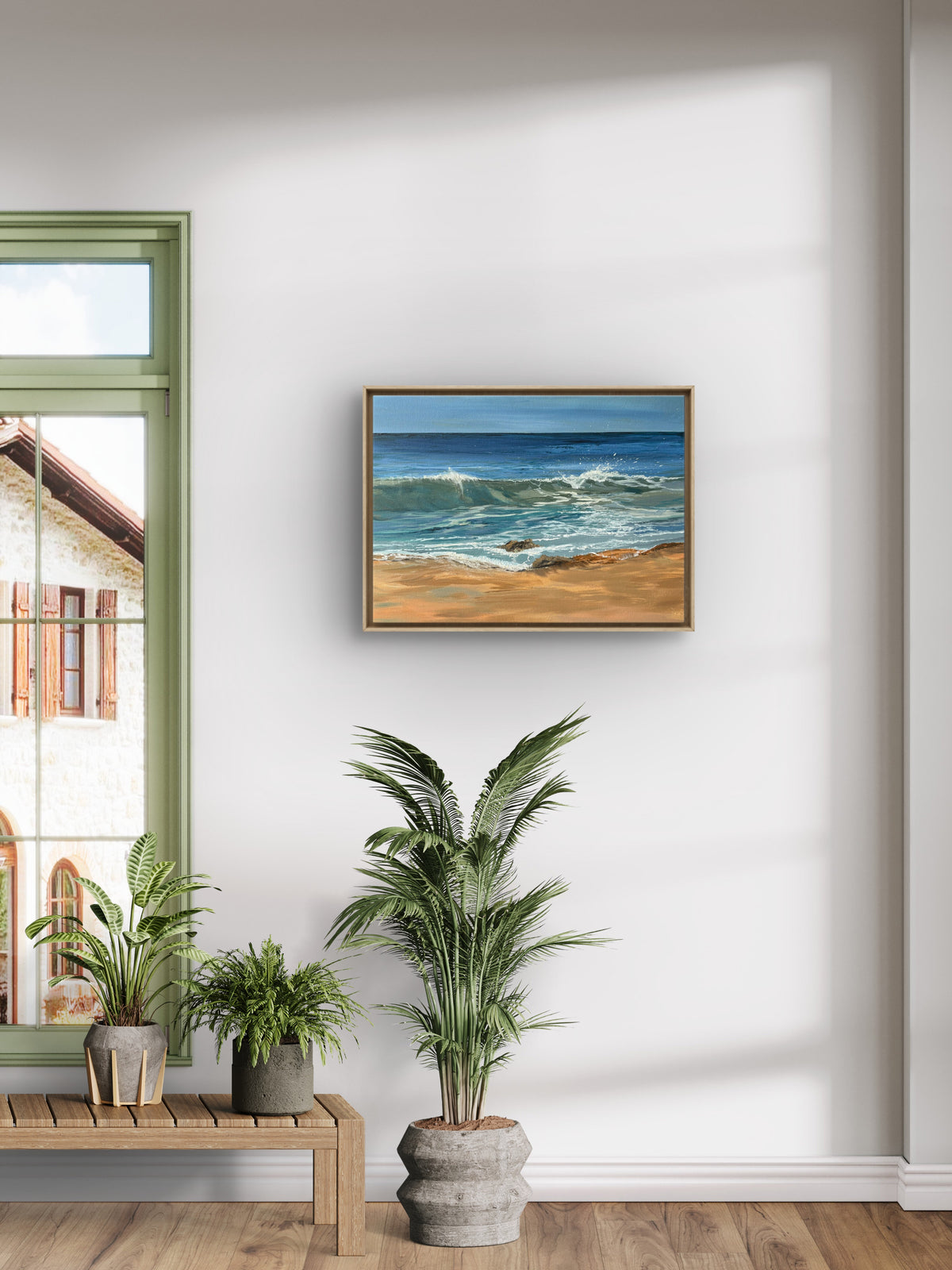 Original “Summer Light at Harlyn” Cornish Beach Canvas Wall Art