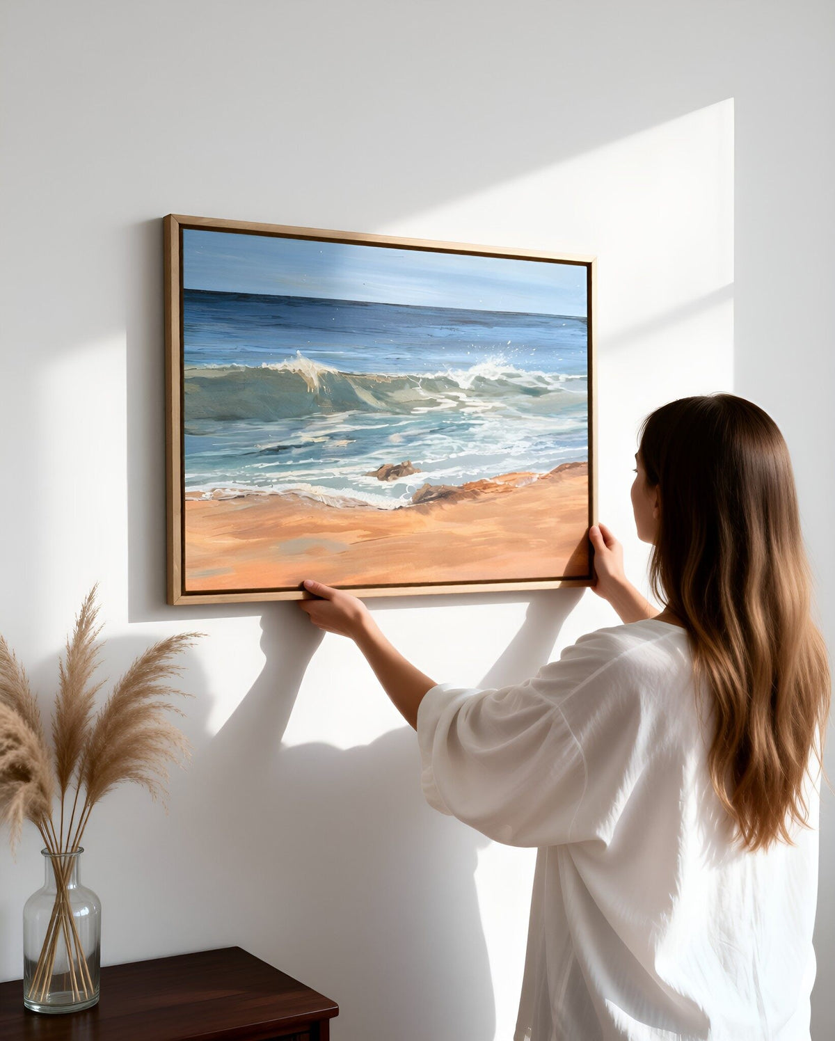 Original “Summer Light at Harlyn” Cornish Beach Canvas Wall Art