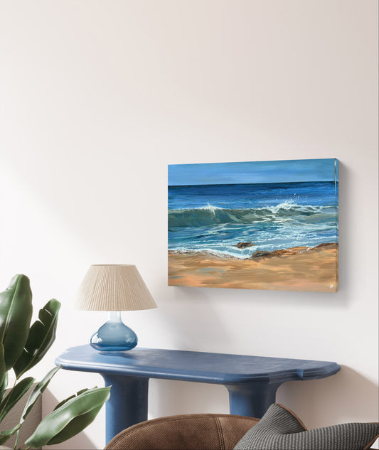 Original “Summer Light at Harlyn”: Cornish Beach Canvas Wall Art